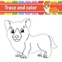 trace et couleur - chien corgi vecteur