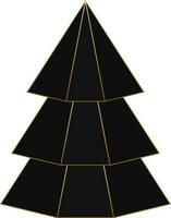 papier couche Noël arbre icône noir et d'or couleur. vecteur