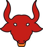dessin animé bœuf visage icône dans rouge couleur. vecteur