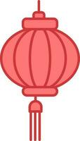 rouge chinois lanterne icône dans plat style. vecteur