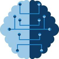 bleu illustration de numérique cerveau plat icône. vecteur