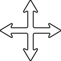 quatre façon La Flèche icône dans noir contour. vecteur