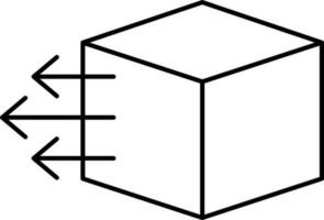 la gauche La Flèche avec cube noir linéaire icône. vecteur