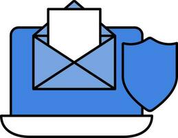 courrier ou message intimité dans portable écran bleu et blanc icône. vecteur