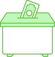 isolé symbole de argent don boîte vert et blanc icône. vecteur