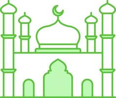 vert et blanc illustration de mosquée plat icône. vecteur
