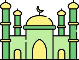 vert et Jaune illustration de mosquée plat icône. vecteur