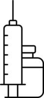 illustration de seringue avec injection bouteille icône dans ligne art. vecteur