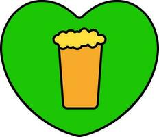 l'amour Bière icône ou symbole dans Jaune et vert couleur. vecteur