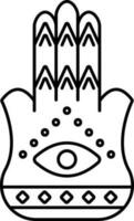 Hamsa icône ou symbole dans noir ligne art. vecteur