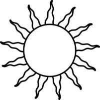 Soleil icône dans noir ligne art. vecteur
