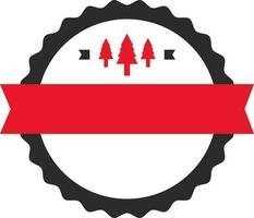 isolé Vide ruban avec Noël arbre et cercle Cadre icône dans noir et rouge couleur. vecteur