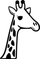 girafe tête - noir et blanc isolé icône - vecteur illustration