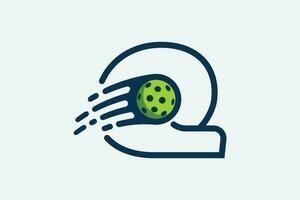 pickleball logo avec une combinaison de lettre q et une en mouvement Balle dans ligne style pour tout affaires surtout pickleball magasins, pickleball entraînement, clubs, etc. vecteur