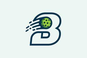 pickleball logo avec une combinaison de lettre b et une en mouvement Balle dans ligne style pour tout affaires surtout pickleball magasins, pickleball entraînement, clubs, etc. vecteur