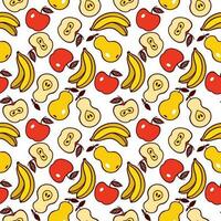 bananes, des poires, pommes. sans couture vecteur modèle avec des fruits. conception de textile, vêtements, couvertures, emballage papier.