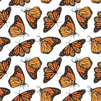 Orange monarque papillon. vecteur sans couture modèle avec papillons. conception de textile, couvertures, vêtements, emballage papier.