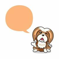 dessin animé personnage content Lhassa apso chien avec discours bulle vecteur