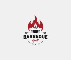 restaurant logo, feu, icône, tourné, un barbecue, barbecue, pot, logo vecteurs vecteur