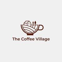 village café magasin logo, doubler, vecteur, loger, arbre, village vecteur
