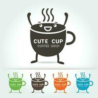 café mignonne tasse logo vecteur