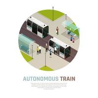 illustration vectorielle de train autonome composition isométrique vecteur