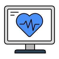 une icône de conception unique de moniteur ecg vecteur