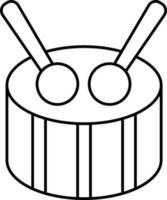 isolé musical tambour avec bâton ligne art icône. vecteur