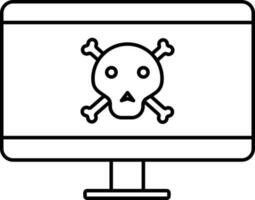 squelette ordinateur écran icône dans ligne art. vecteur