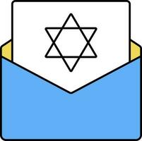 bleu ouvert enveloppe avec juif carte icône. vecteur