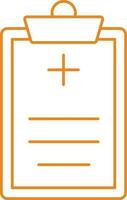médical papier presse-papiers Orange contour icône. vecteur