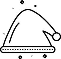 noir ligne art illustration de Père Noël casquette icône. vecteur