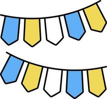 plat La Flèche chaîne drapeau icône dans Jaune et bleu couleur. vecteur