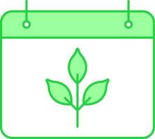 feuille plante symbole calendrier vert et blanc icône. vecteur