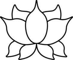 noir mince ligne art de lotus fleur icône. vecteur