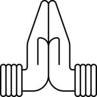 ligne art Indien femelle Faire namaste mains symbole ou icône. vecteur