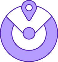 GPS emplacement marque plat icône dans violet et blanc couleur. vecteur