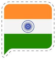 Indien drapeau discours bulle autocollant dans plat style. vecteur