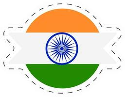 autocollant style circulaire Indien drapeau dans plat style. vecteur