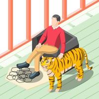 homme riche tapotant illustration vectorielle de tigre vecteur