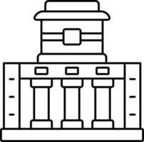 isolé fresques temple icône dans noir contour. vecteur