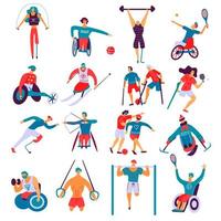 personnes handicapées sport ensemble plat illustration vectorielle vecteur