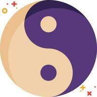 violet et pêche illustration de yin Yang icône. vecteur