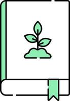 plat style botanique livre icône dans vert et blanc couleur. vecteur