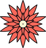 rouge fleur plat icône sur blanc Contexte. vecteur
