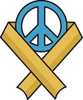 paix symbole avec conscience ruban icône dans bleu et Jaune couleur. vecteur