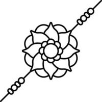 magnifique floral rakhi icône dans noir ligne art. vecteur