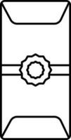 noir ligne art argent couverture avec floral ruban icône ou symbole. vecteur