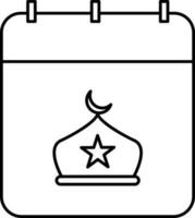 musulman dôme calendrier noir mince ligne art icône. vecteur