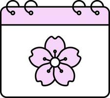 Cerise fleur calendrier plat icône dans rose et blanc couleur. vecteur